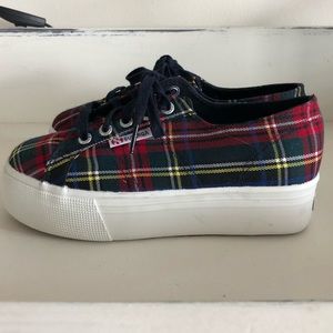 Superga Tartan Plaid Platform Sneakers